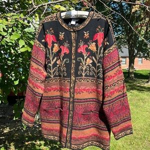 Coldwater Creek IceLanding design Knit Lining Jacket  100% Shetland Wool